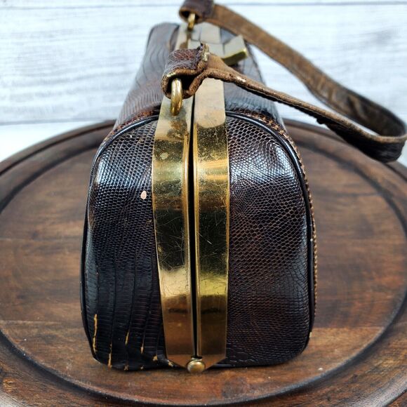 Vintage 1940s-50s Revits Exact Match Lizard Alligator Skin Box Style Mini Purse - Picture 5 of 9